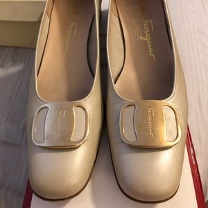 Salvatore Ferragamo Cream Low Heel Cream Color 7AA
